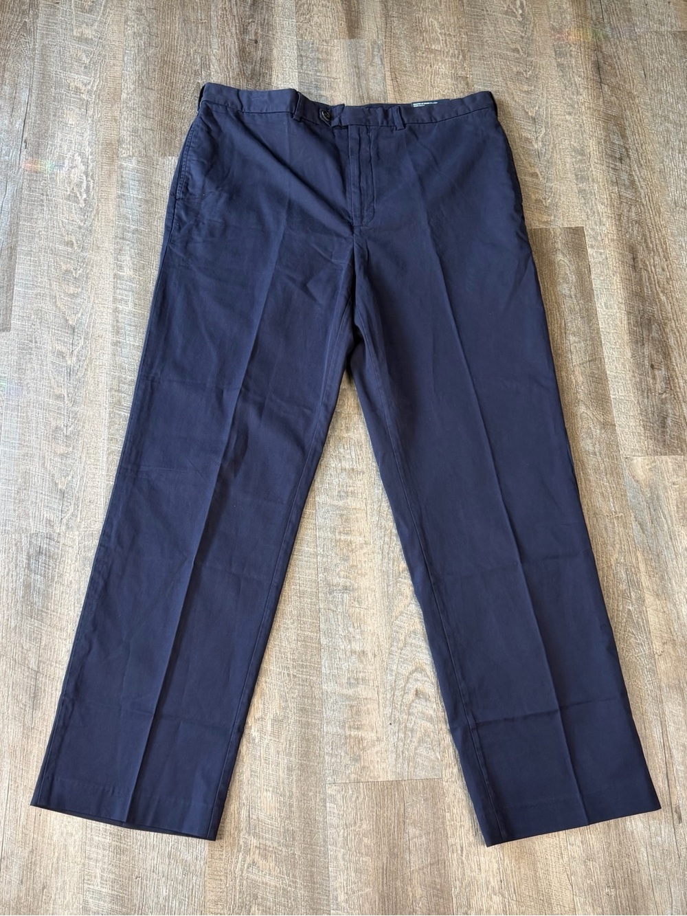 Lands’ End Men’s 40 Inseam 34 Navy Blue Flat Front Chino Pants NWT 100% Cotton